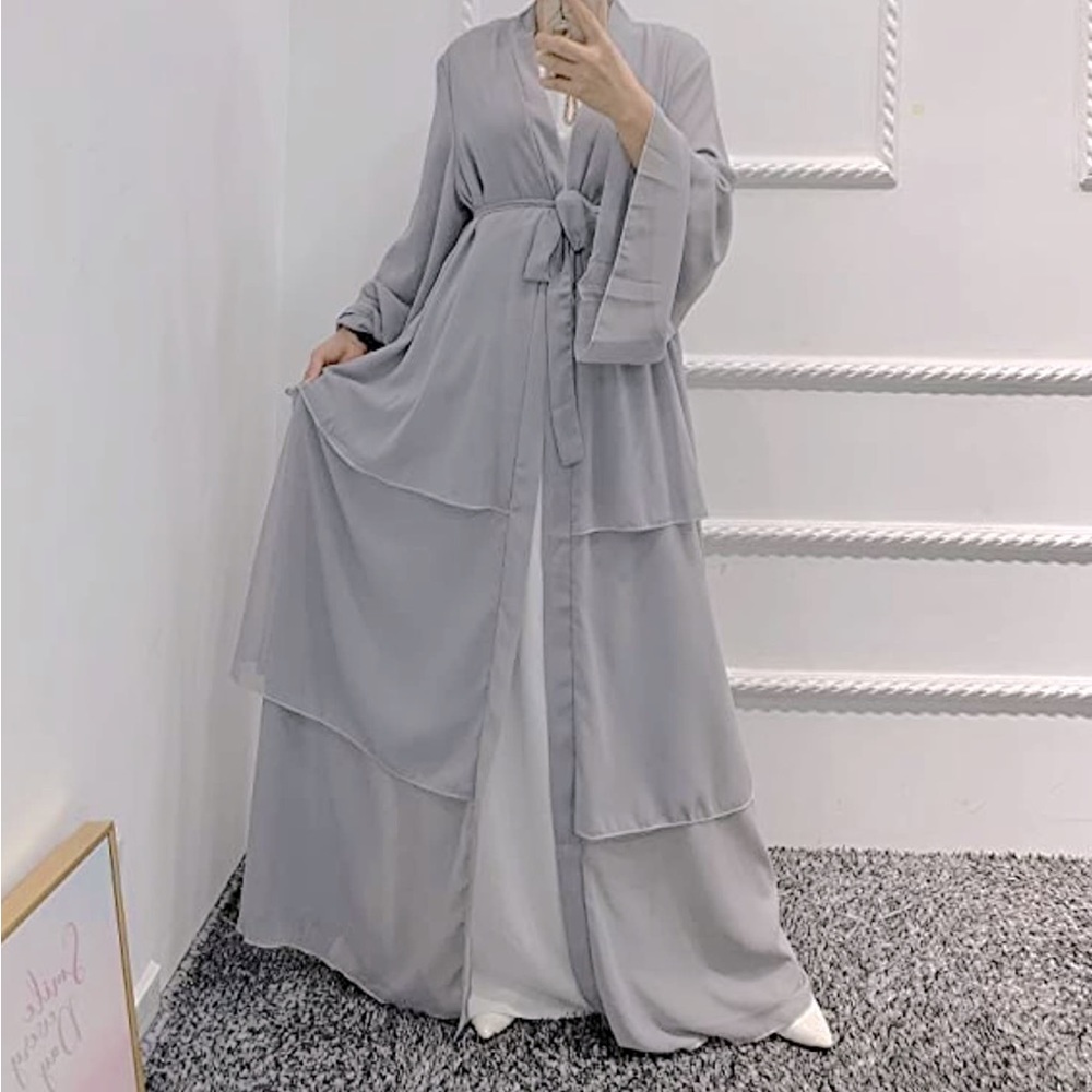 Silver gray abaya without matching hijab: NEW